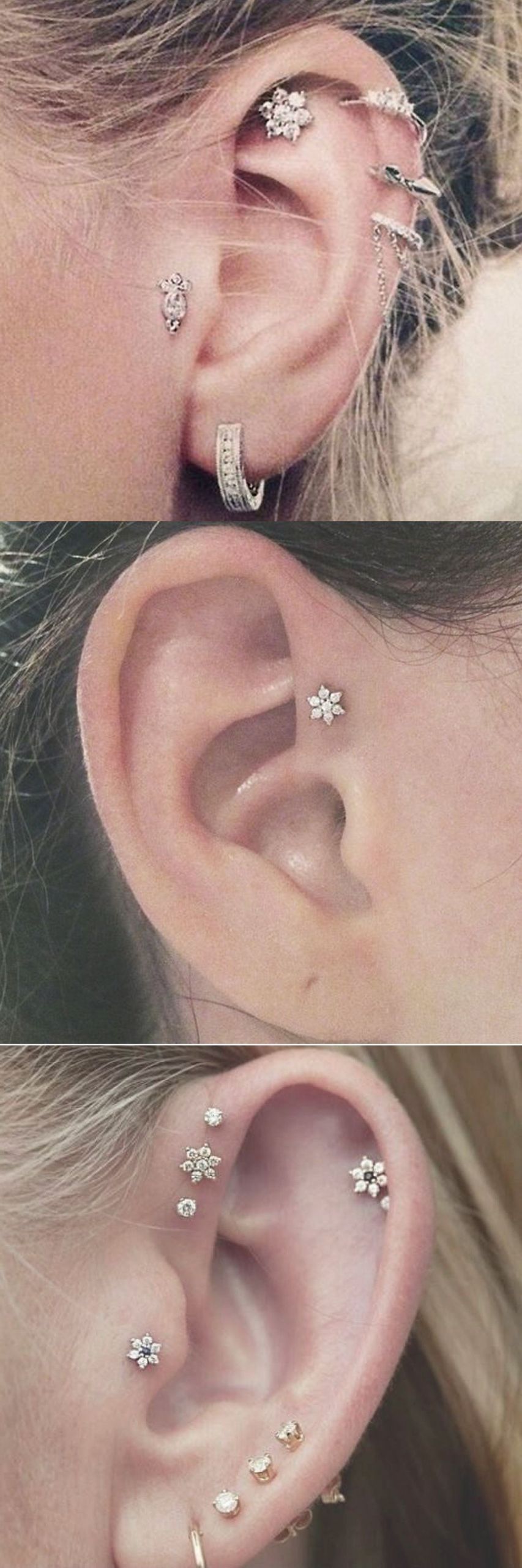Triple Helix Earrings
 Cute Ear Piercing Ideas at MyBodiArt Cartilage