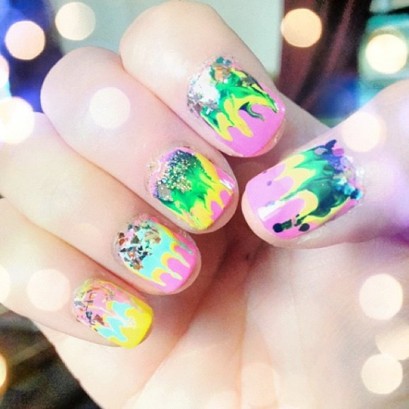 Trippy Nail Art
 Yellow Trippy and Nail Art All Over