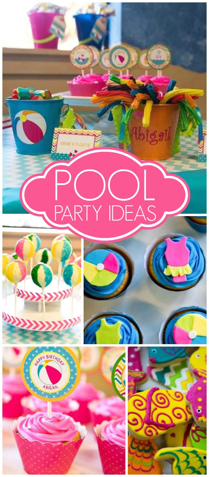 Trolls Pool Birthday Party Ideas
 Love this bright and cheery hot pink and turquoise pool