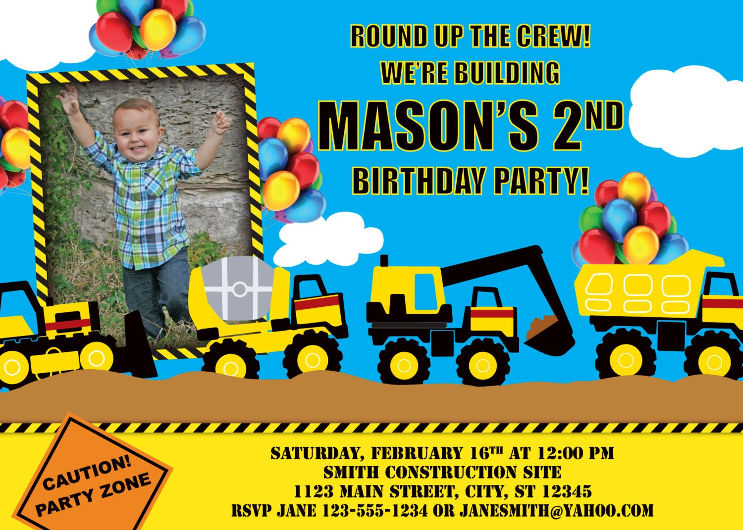 Truck Birthday Invitations
 Construction Truck Birthday Invitation