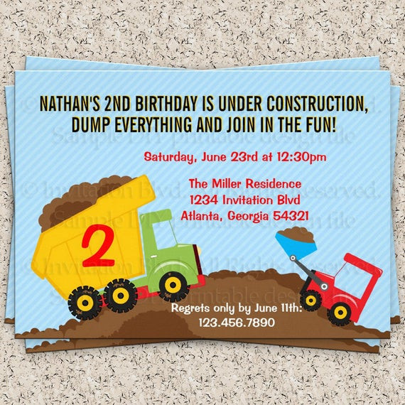 Truck Birthday Invitations
 Dump Truck Invitation Dump Truck Birthday by InvitationBlvd