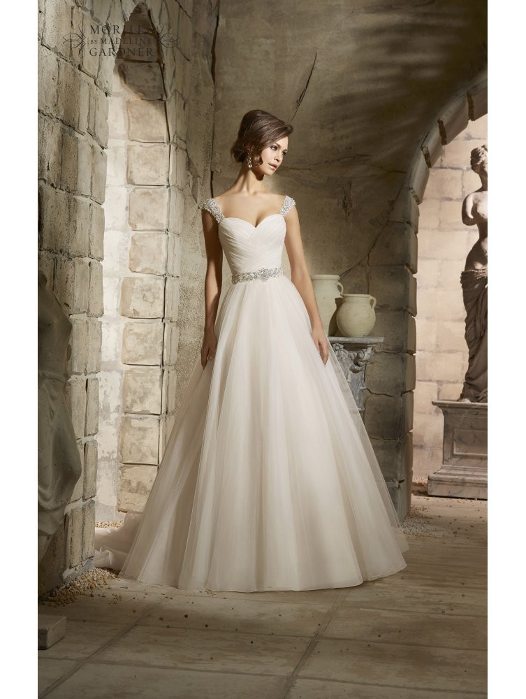 Tulle Ball Gown Wedding Dress
 Mori Lee 5375 Draped Bodice Tulle Ball Gown Style