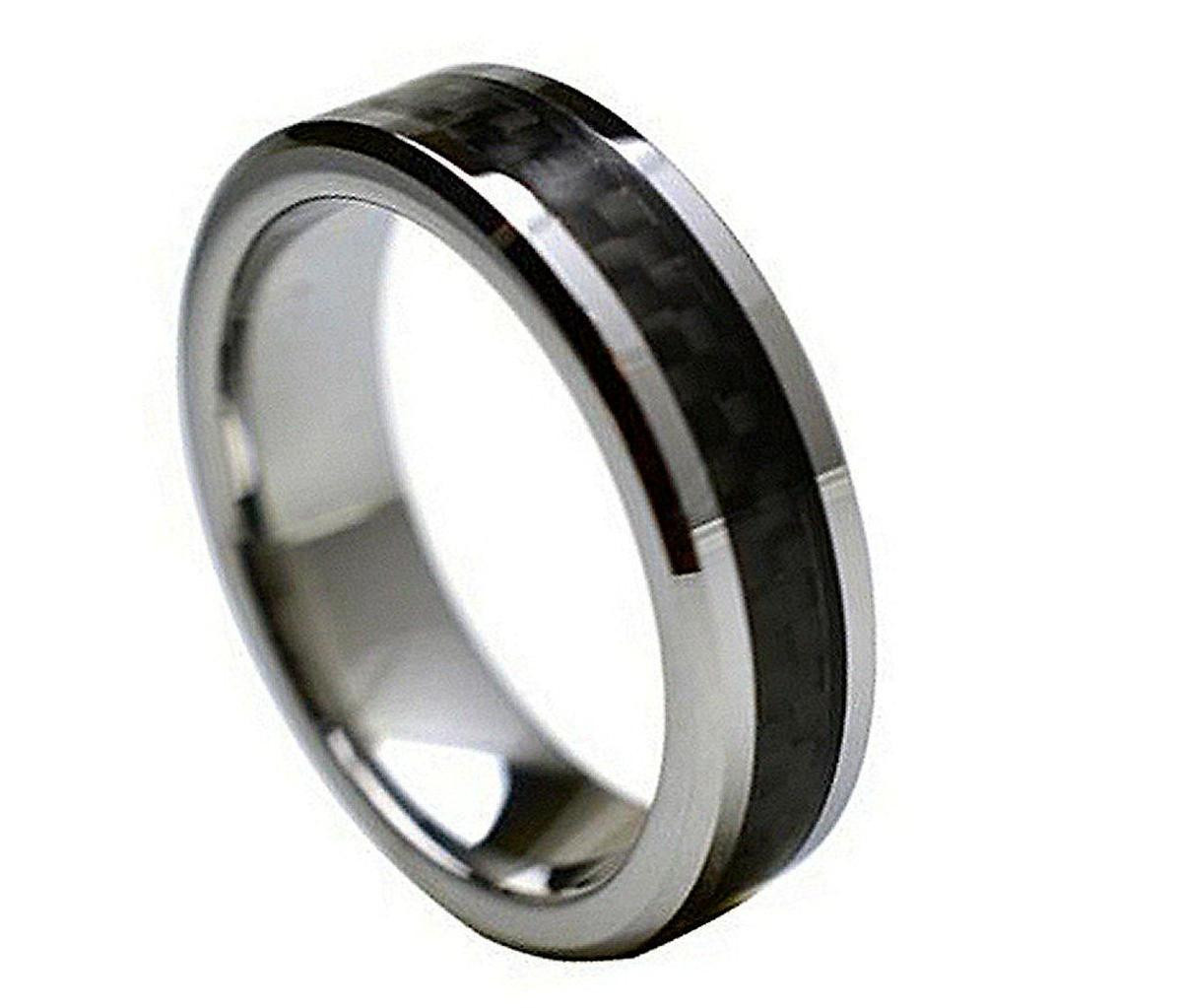 Tungsten Carbon Fiber Wedding Bands
 Tungsten Carbide White Carbon Fiber Ring Men Engagement