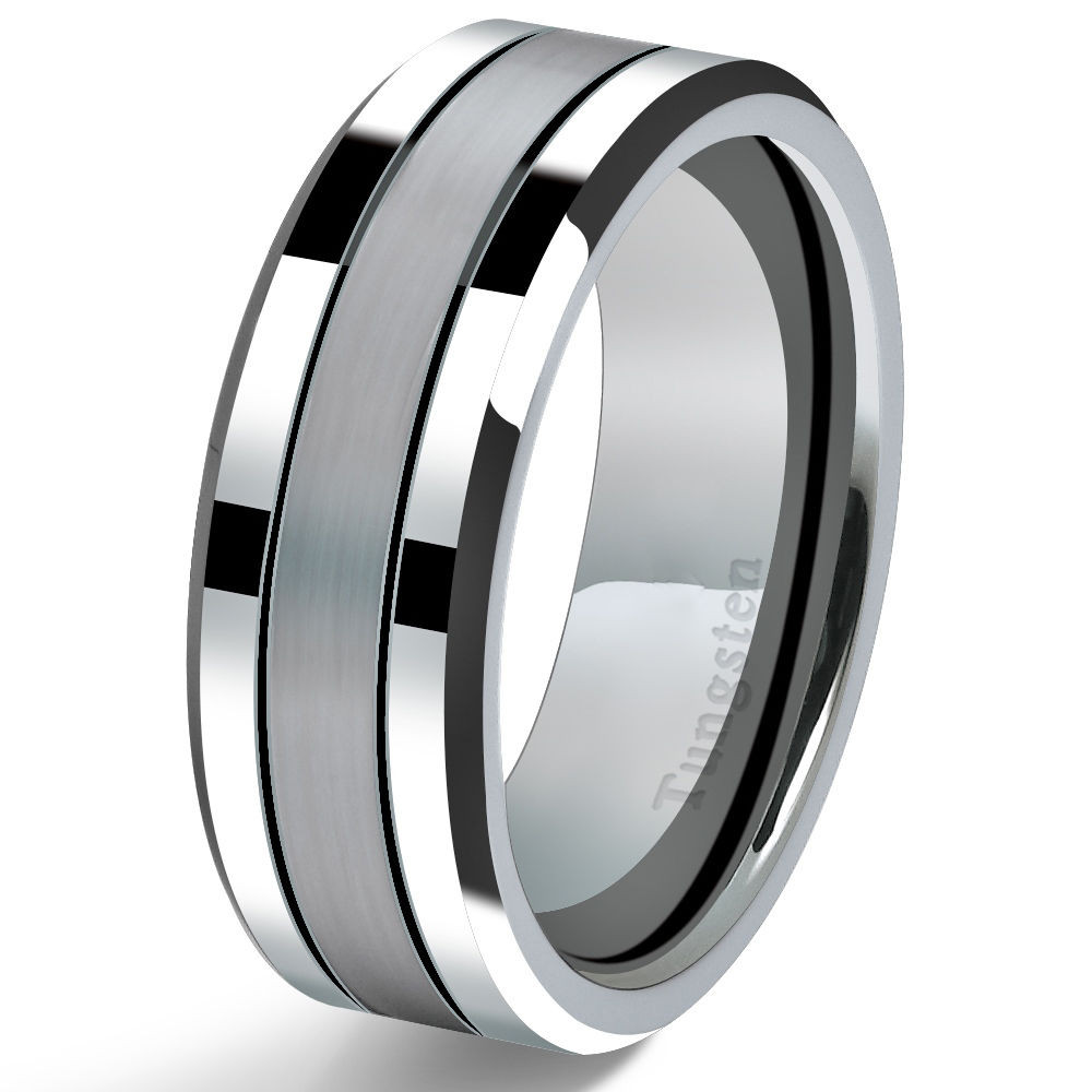 Tungsten Wedding Bands For Men
 Tungsten Carbide Mens Wedding Band Ring 8mm Modern