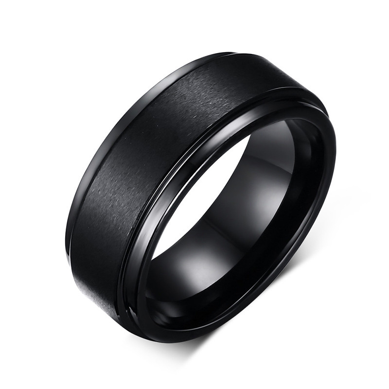 Tungsten Wedding Bands For Men
 Mens Rings BASIC 8MM Wedding Band Black Pure Tungsten
