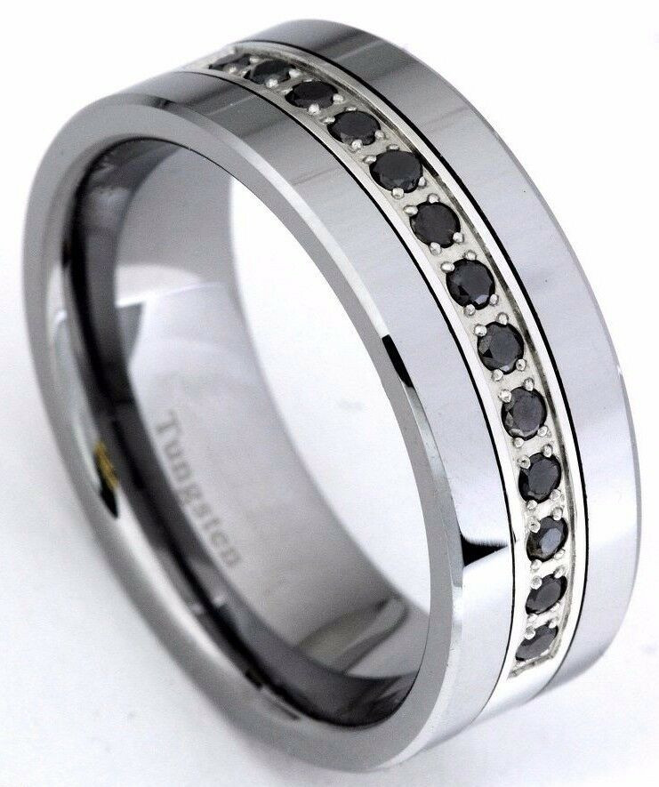 Tungsten Wedding Bands For Men
 Black Diamond Tungsten Carbide Wedding Band Ring 8mm 0 25