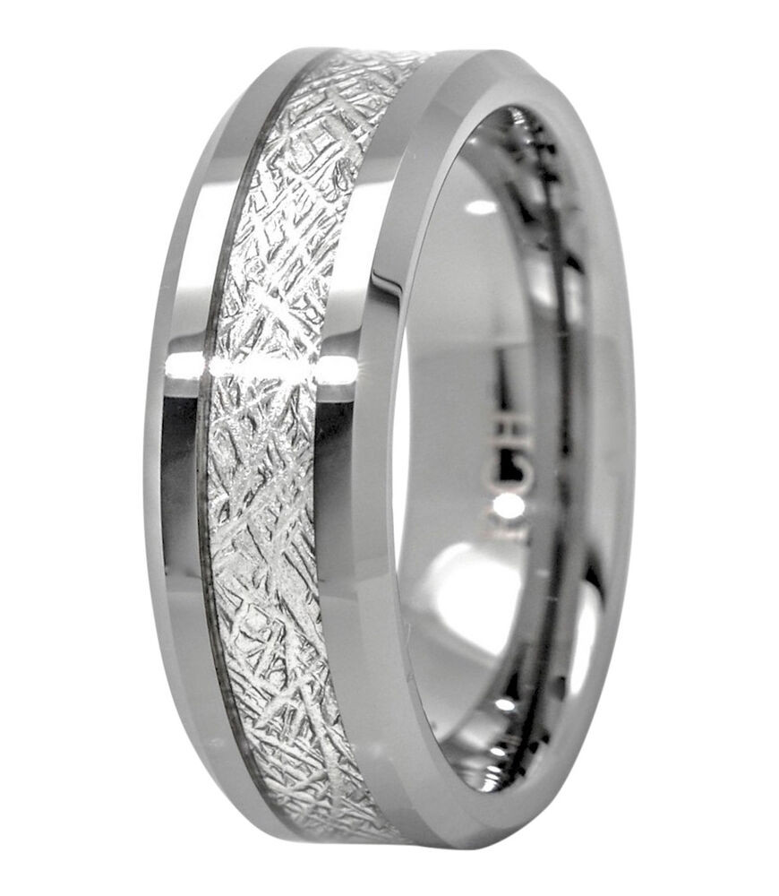 Tungsten Wedding Bands For Men
 Meteorite Ring Tungsten Carbide for Men 8mm fort Fit