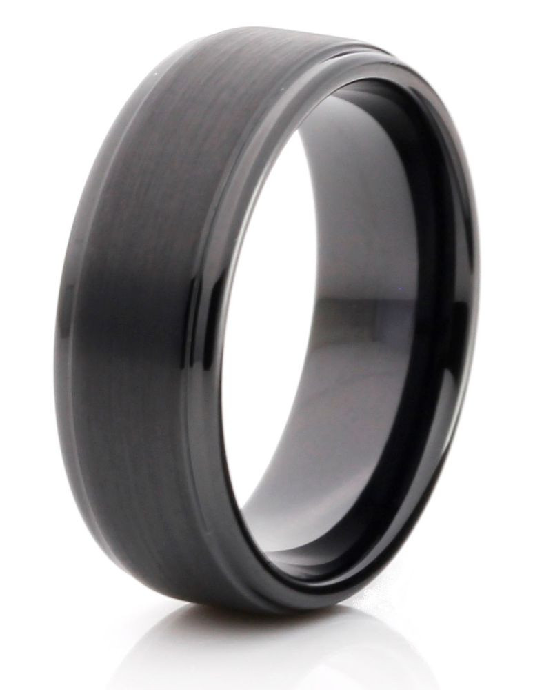 Tungsten Wedding Rings
 Tungsten Carbide 8mm fort Fit Black Band Mens Wedding
