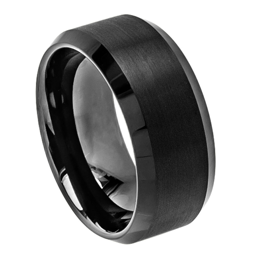 Tungsten Wedding Rings
 10mm Men s or La s Tungsten Carbide Black Brushed