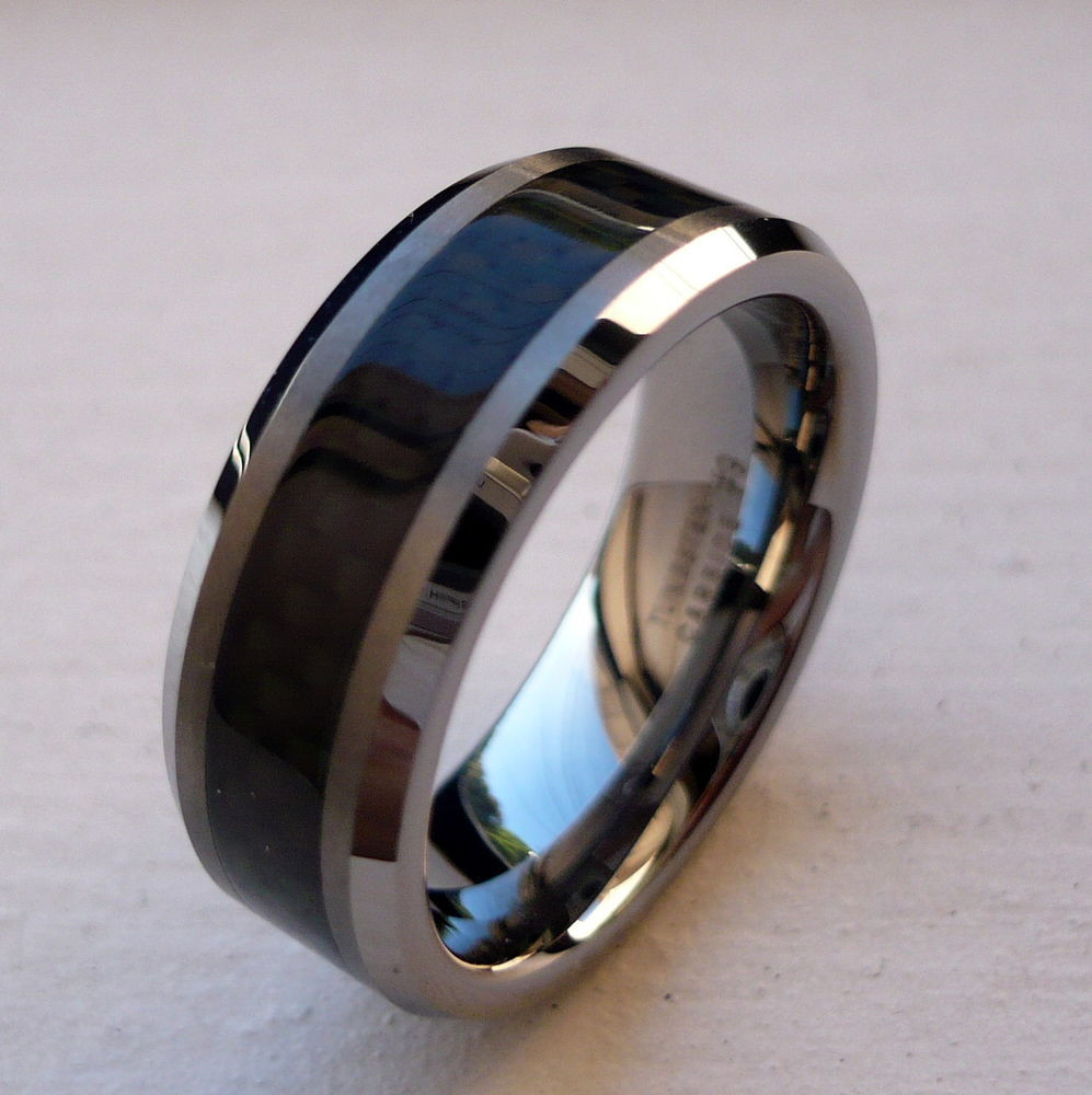 Tungsten Wedding Rings
 8mm TUNGSTEN CARBIDE BLACK CARBON FIBER MEN S FIT
