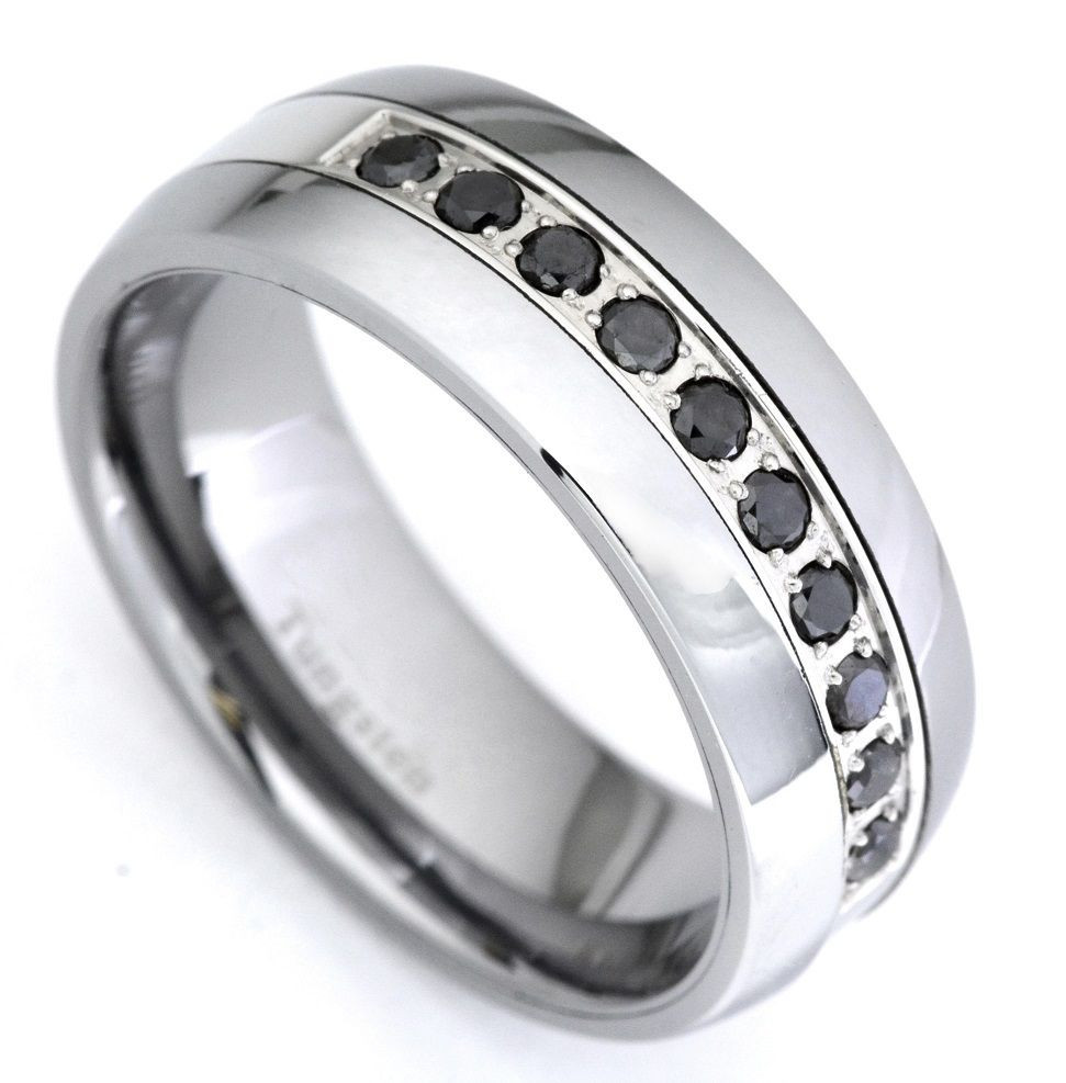 Tungsten Wedding Rings
 Black Diamond Tungsten Carbide Wedding Band Ring 0 35