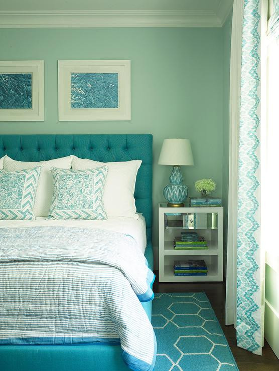Turquoise Bedroom Decor
 Turquoise Blue Bedroom with Blue Brush Strokes Lamp