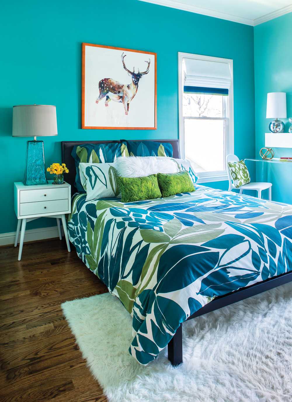 Turquoise Bedroom Decor
 Room Envy This bright turquoise bedroom is a teen dream