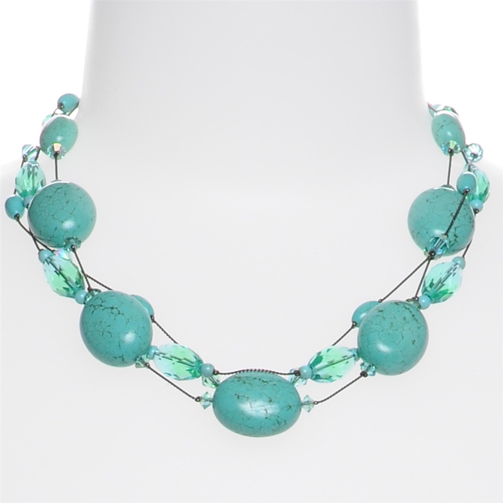 Turquoise Stone Necklace
 Turquoise Stone Bead Statement Necklace Chunky Necklace