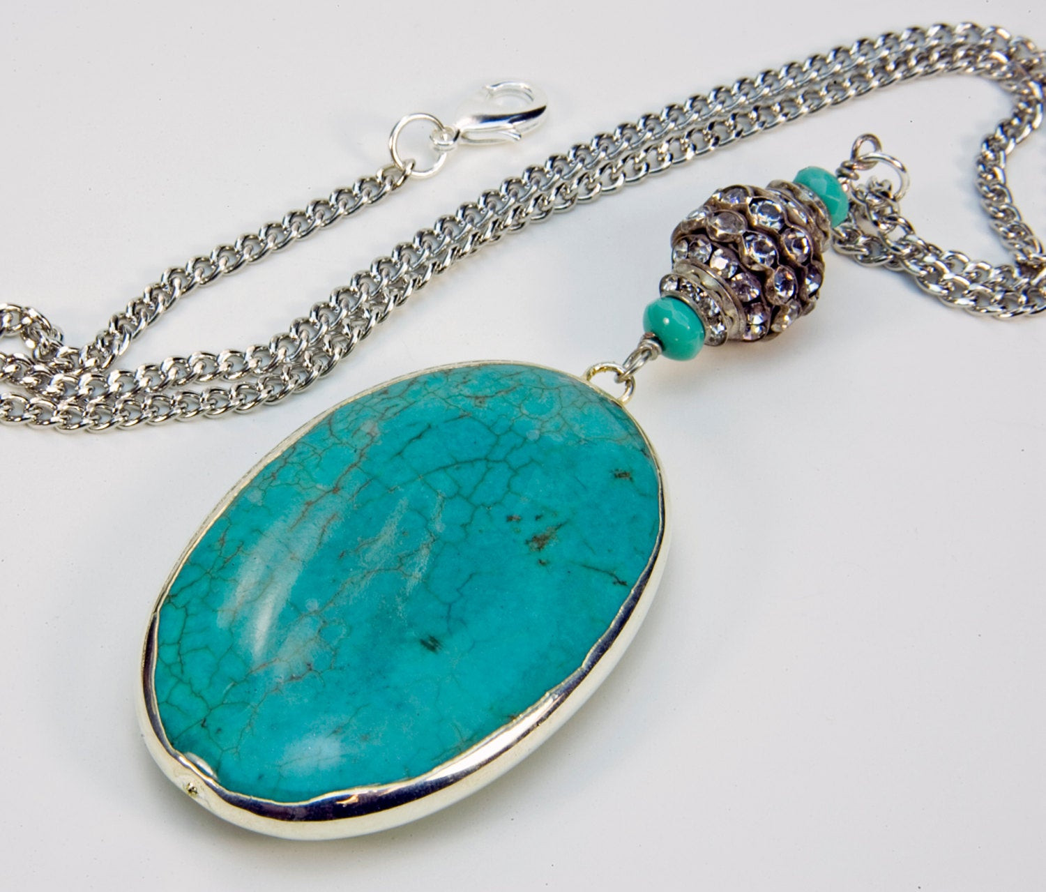 Turquoise Stone Necklace
 Turquoise pendant Turquoise necklace Natural stone