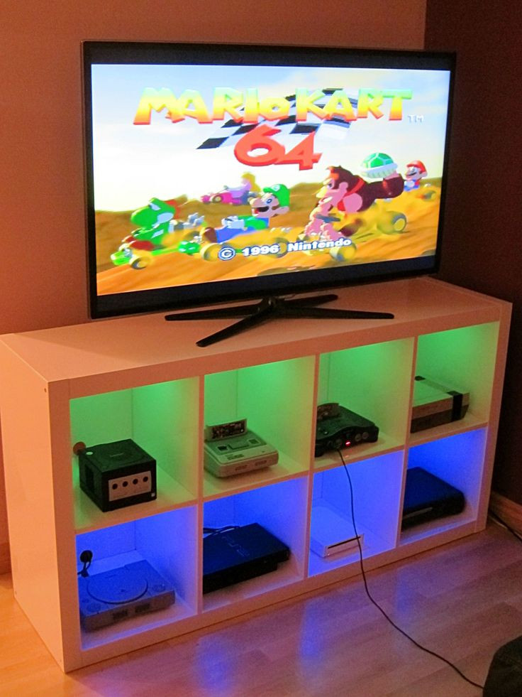 Tv Stand For Kids Room
 I modified an Ikea bookshelf to make a console cabinet