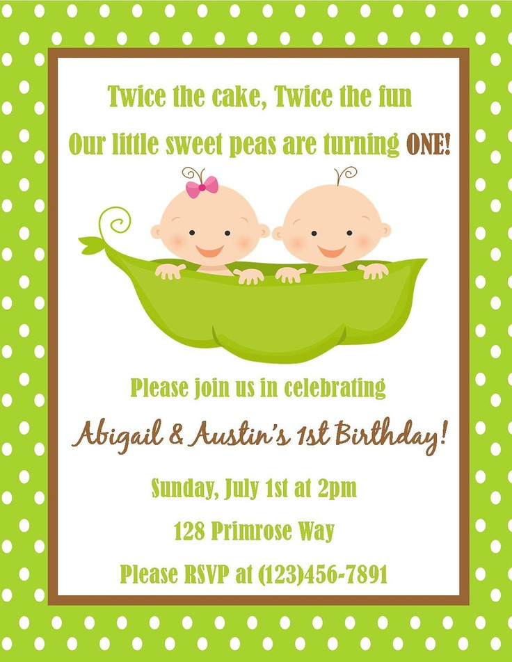 Twin First Birthday Invitations
 104 best images about Twins 1st birthday on Pinterest