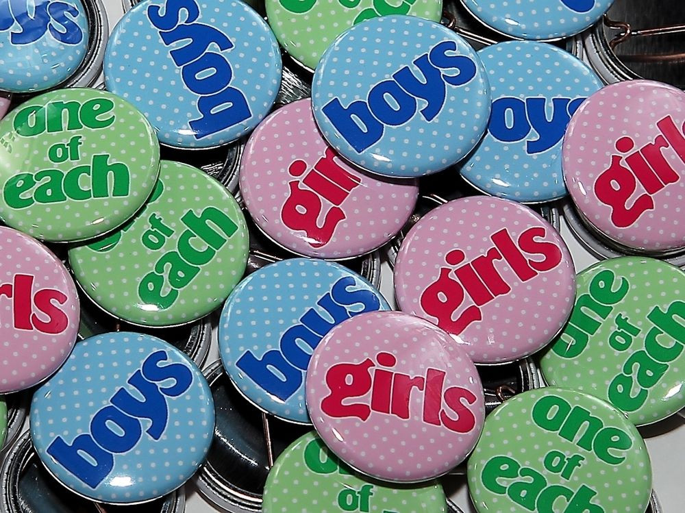 Twins Gender Reveal Party Ideas
 50 Baby Shower 1" Pinbacks Twins Tri Color Gender