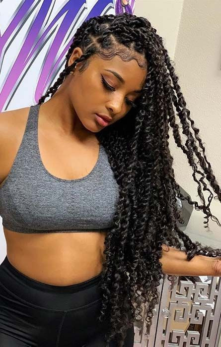Twist Hairstyle For Black Hair
 Trendy Braid Twists with Curls Hair in 2019