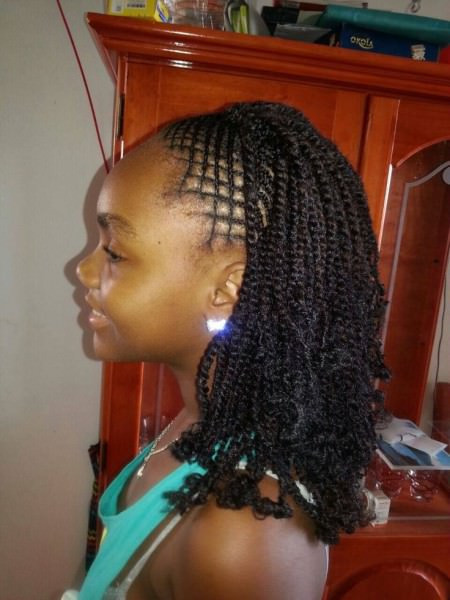 Twisty Hairstyles For Kids
 Kinky Twist With Intricate Braids At The Front Black