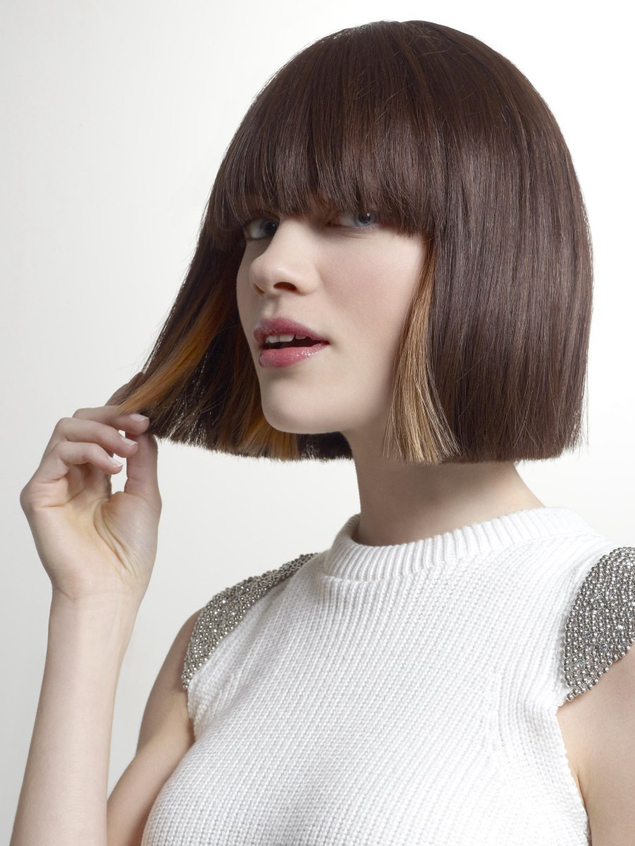 Two Tone Bob Hairstyles
 Two toned bob with a straight cutting line and soft fringe