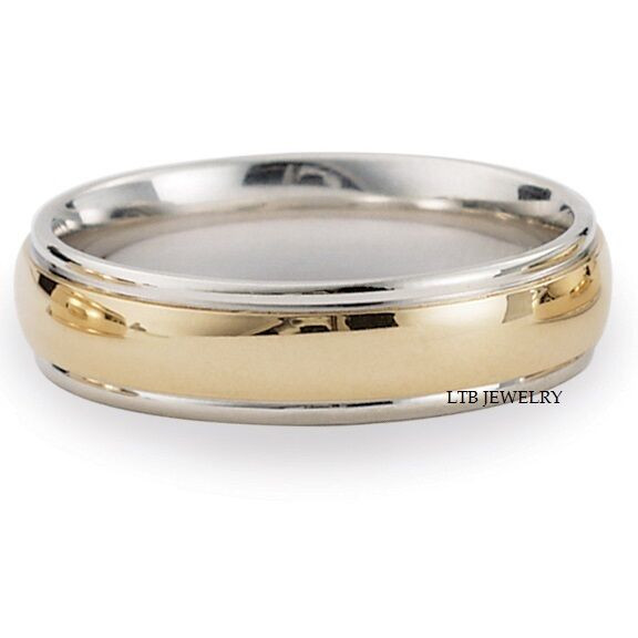 Two Tone Gold Wedding Bands
 10K TWO TONE GOLD MENS WEDDING RINGS WHITE & YELLOW GOLD