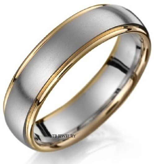 Two Tone Gold Wedding Bands
 18K TWO TONE GOLD MENS WEDDING BANDS RINGS SATIN FINISH