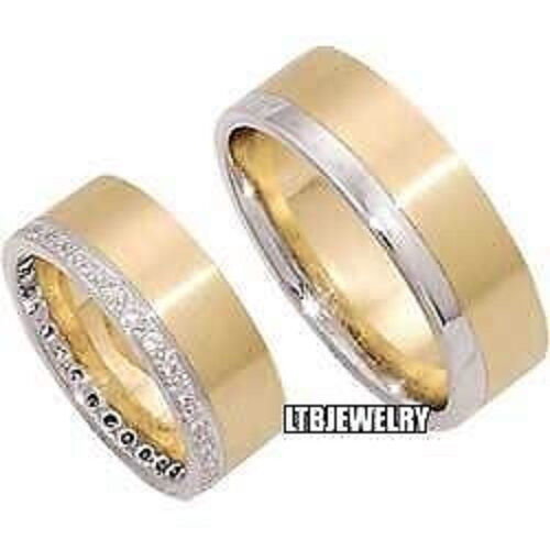 Two Tone Gold Wedding Bands
 14K TWO TONE GOLD MATCHING HIS & HERS WEDDING BANDS