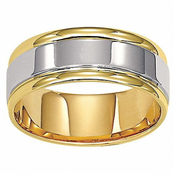 Two Tone Gold Wedding Bands
 Men s 8 0mm fort Fit Wedding Band in 14K Two Tone Gold