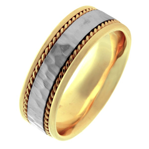 Two Tone Gold Wedding Bands
 Shop 14k Two tone Gold Men s fort Fit Handmade Hammered
