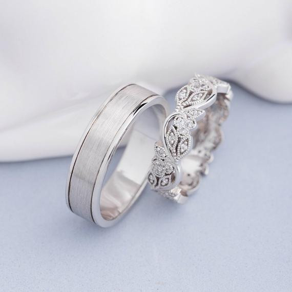 Unique Wedding Ring Sets His And Hers
 His and Hers wedding Bands Wedding rings set Unique