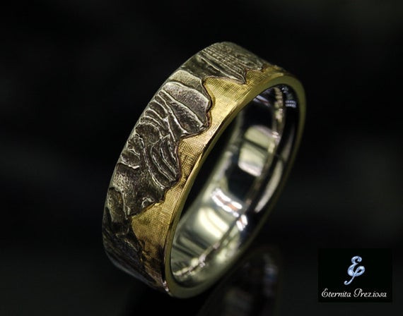 Unusual Wedding Rings
 18K Gold Wedding Band Unique Mens Ring Rustic Wedding Ring