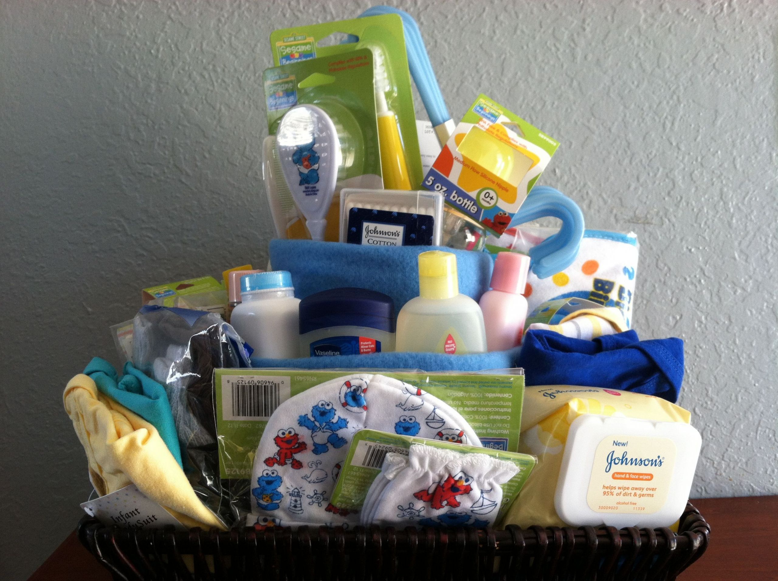 Unwrapped Gifts At Baby Shower
 Boy Gift Basket from Grandma for Baby Shower Unwrapped