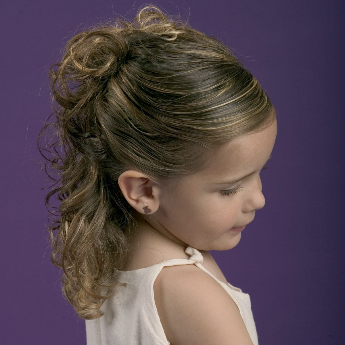 Updo Hairstyle For Little Girls
 Simple partial up style for little girls with natural curl