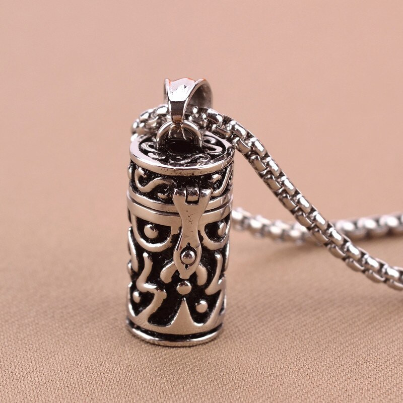 Urn Pendant Necklace
 openable 316L Stainless Steel Memorial Cremation Vintage