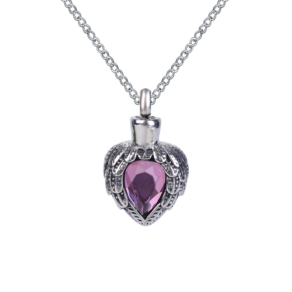 Urn Pendant Necklace
 2017 Urn Necklace Purple Birthstone Wing Heart Pendant