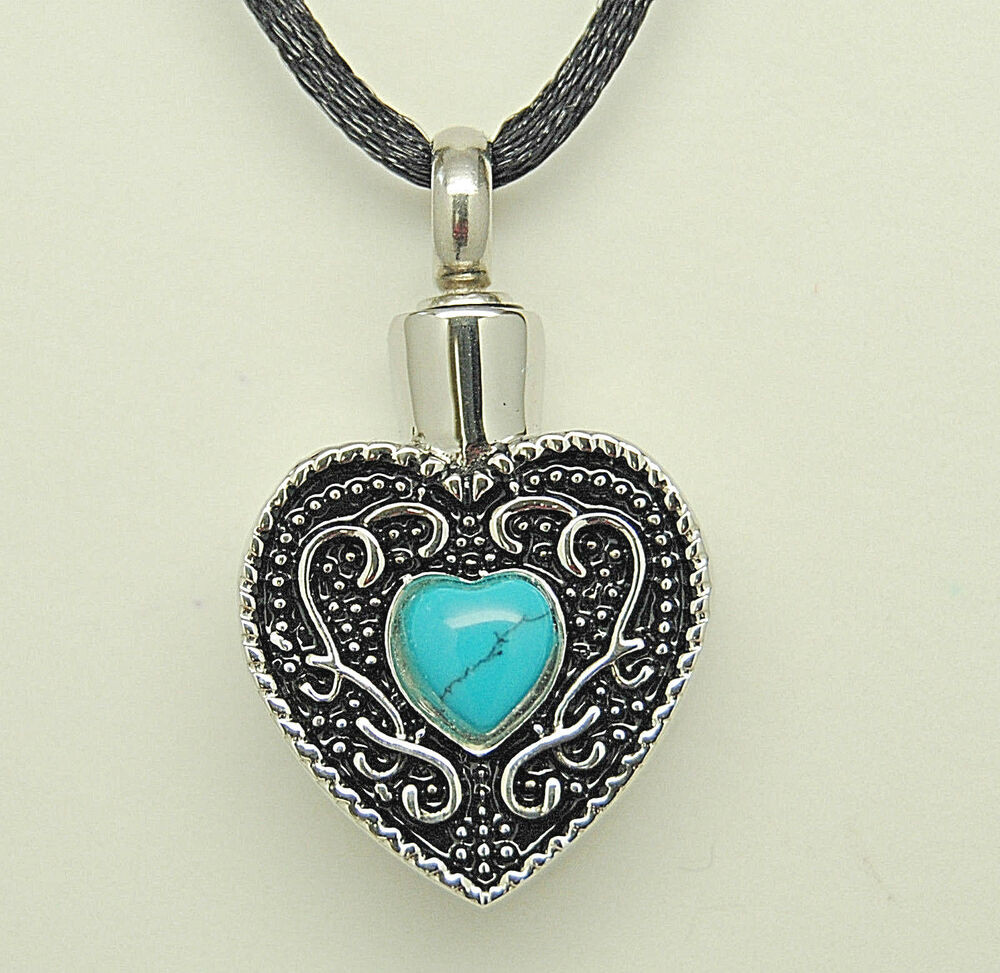 Urn Pendant Necklace
 Turquoise Cremation Jewelry Heart Urn Necklace Memorial