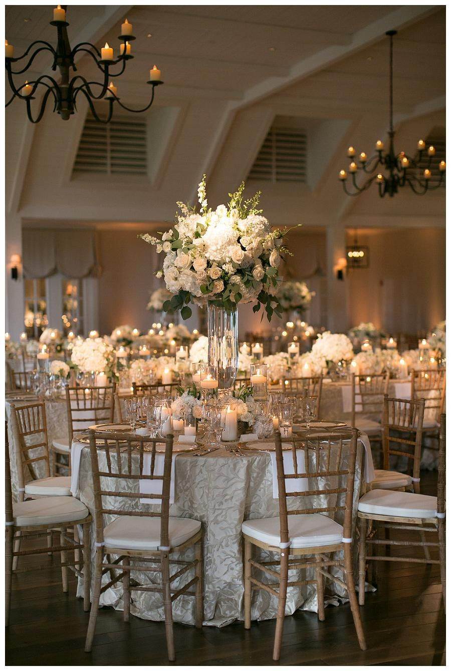 Used Wedding Reception Decorations
 Gold ivory and white wedding reception decor with white