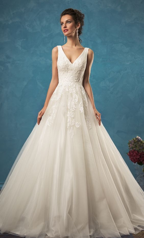 V Neck Wedding Dress
 These are the 37 Most Popular Wedding Dress Styles