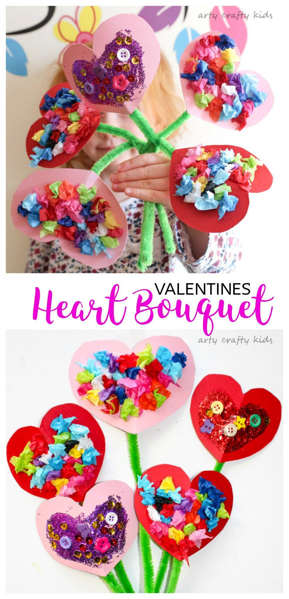 Valentine Craft Ideas For Preschool
 Toddler Valentines Heart Bouquet