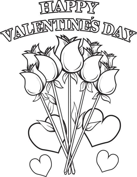 Valentine Day Coloring Pages Printable
 Happy Valentine s Day Flowers Coloring Page