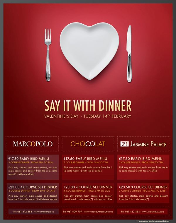 Valentine Day Dinner Restaurant
 Restaurant Print Advertisement Valentine s Day by Loïc