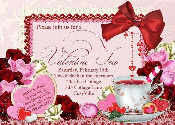 Valentine Tea Party Ideas
 Valentine Tea Party Invitation Valentines Day Party Tea