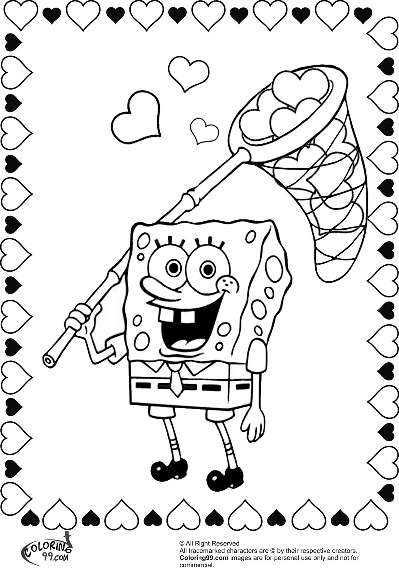 Valentines Day Coloring Pages Free Printable
 Spongebob Coloring Pages for Valentine s Day