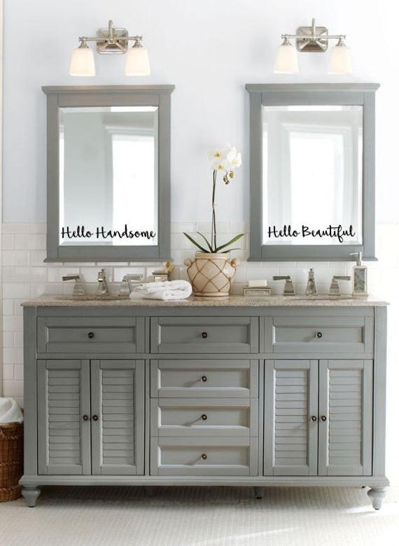 Vanity Wall Mirrors For Bathroom
 His and Hers Hello Beautiful Hello Handsome Double Vanity