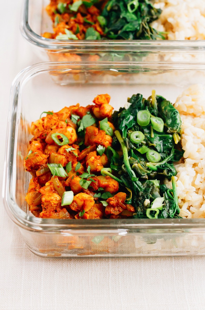 Vegetarian Meal Prep Recipes
 Curried Chickpea Bowls with Garlicky Spinach Eating Bird
