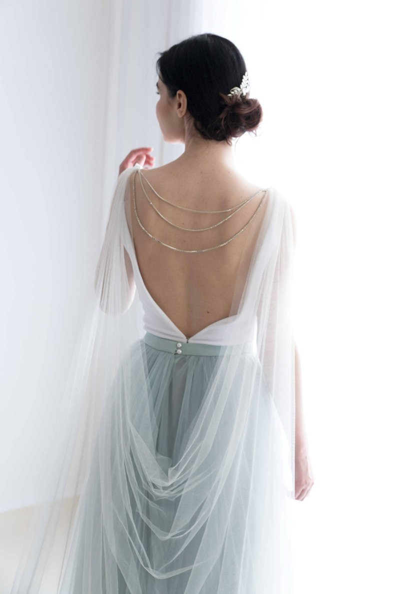 Veil In Wedding
 Bridal cape with back necklace Cape veil Bridal cape veil