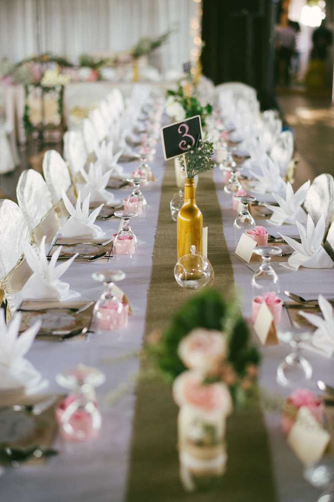 Vintage Engagement Party Ideas
 What pretty table settings at this Vintage & Rustic Themed