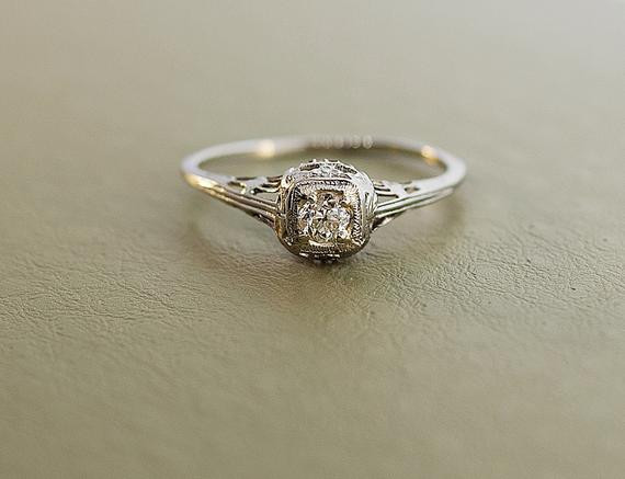 Vintage Wedding Rings 1920
 Antique 1920 s 18k White Gold Diamond Filigree Engagement