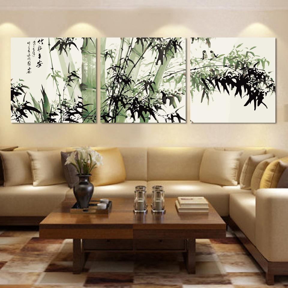 Wall Pieces For Living Room
 bamboo canvas wall art landscape painting 3 pieces large